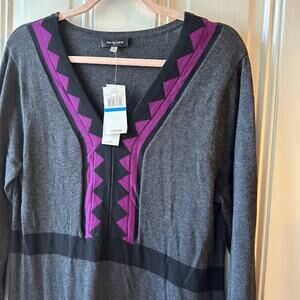 Spence Womens NWT Knit Sweater Dress with Southwestern-Style Neckline Size XL